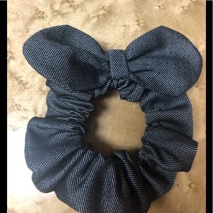 Blue denim silk scrunchie